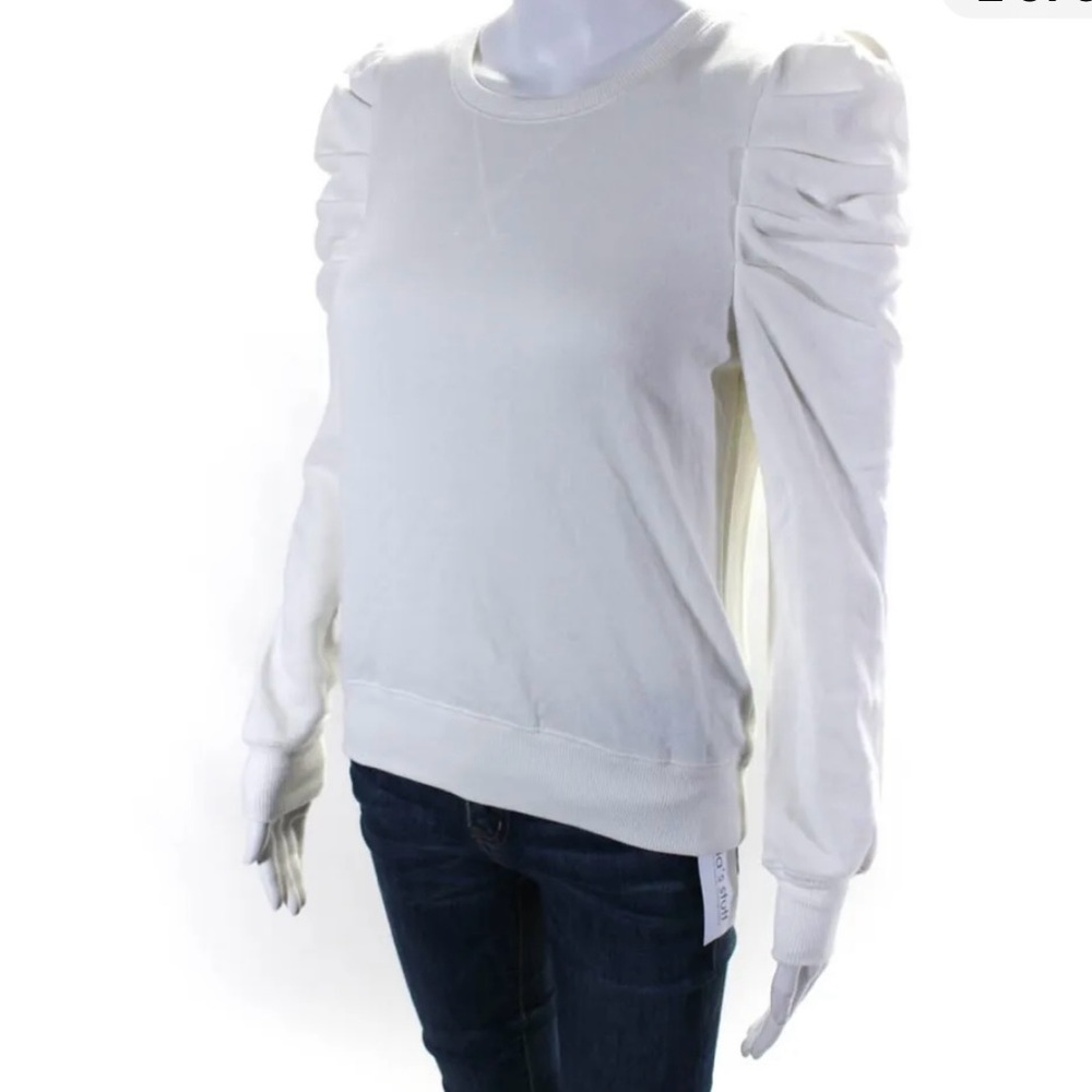 Rebecca Minkoff Womens Puffy Long Sleeves Sweatshirt White Size Extra Small